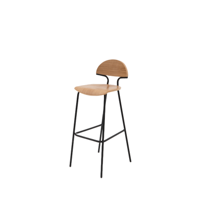 Барный стул Мадрид, металл/шпон дуба