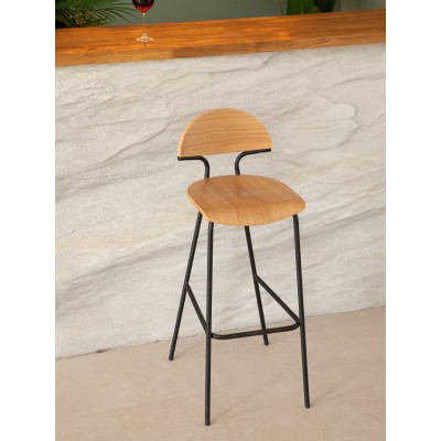 Барный стул Мадрид, металл/шпон дуба