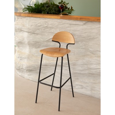 Барный стул Мадрид, металл/шпон дуба
