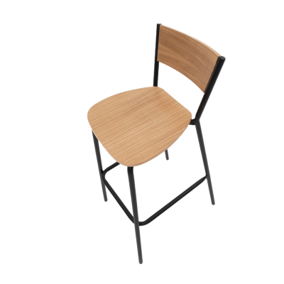 Барный стул Марсель, металл/гнутый шпон дуба