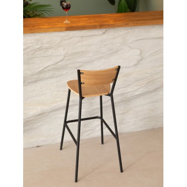 Барный стул Марсель, металл/гнутый шпон дуба