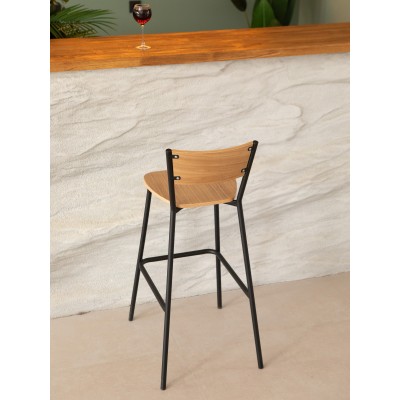 Барный стул Марсель, металл/гнутый шпон дуба