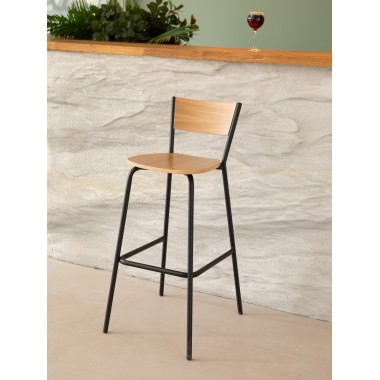 Барный стул Марсель, металл/гнутый шпон дуба