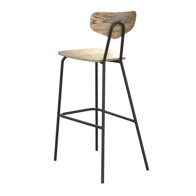 Барный стул Мельбурн Б, сталь/гнутый шпон дуба