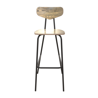 Барный стул Мельбурн Б, сталь/гнутый шпон дуба