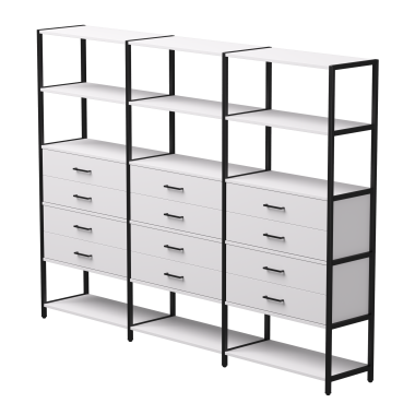 Комплект стеллажей №10 EVO 2440x385x1840 Белый/Черный