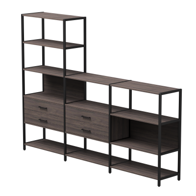 Комплект стеллажей №11 EVO 2440x385x1840 Дуб Пасадена/Черный