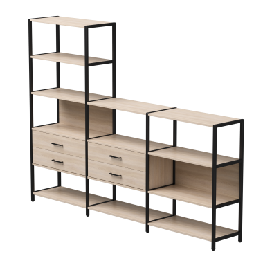 Комплект стеллажей №11 EVO 2440x385x1840 Дуб Соната/Черный