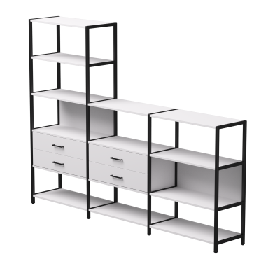 Комплект стеллажей №11 EVO 2440x385x1840 Белый/Черный