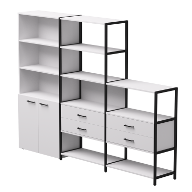 Комплект стеллажей №12 EVO 2435x385x1840 Белый/Черный