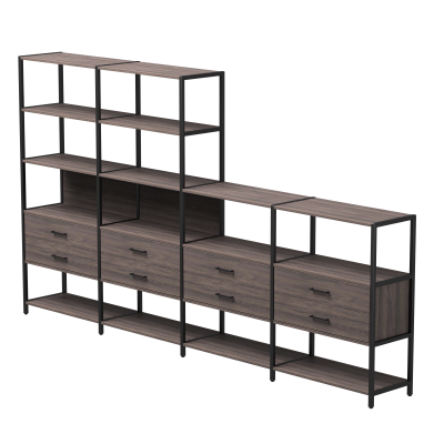 Комплект стеллажей №13 EVO 3245x385x1840 Дуб Пасадена/Черный