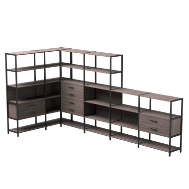 Комплект стеллажей №18 EVO 1635x3630x1840 Дуб Пасадена/Черный