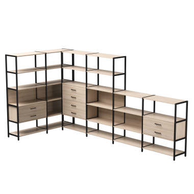 Комплект стеллажей №18 EVO 1635x3630x1840 Дуб Соната/Черный