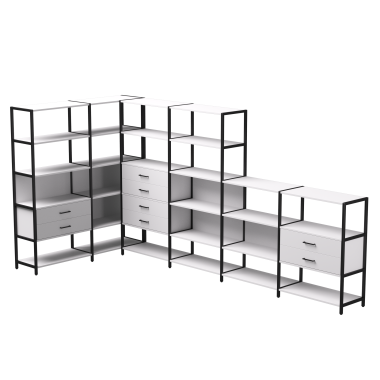 Комплект стеллажей №18 EVO 1635x3630x1840 Белый/Черный