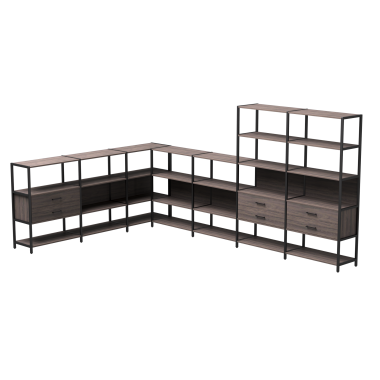 Комплект стеллажей №19 EVO 2440x3630x1840 Дуб Пасадена/Черный