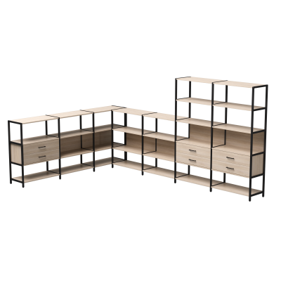 Комплект стеллажей №19 EVO 2440x3630x1840 Кашемир/Черный