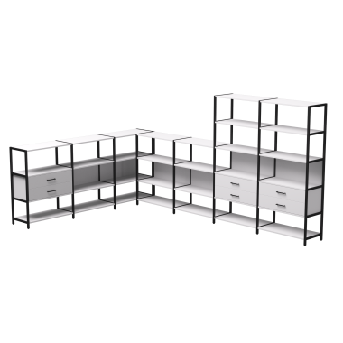 Комплект стеллажей №19 EVO 2440x3630x1840 Белый/Черный