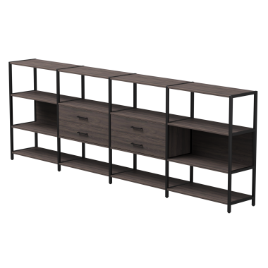 Комплект стеллажей №4 EVO 3245x385x1120 Дуб Пасадена/Черный