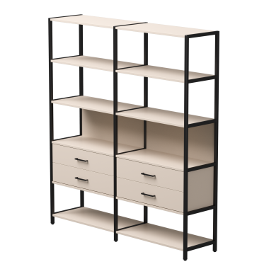 Комплект стеллажей №7 EVO 1635x385x1840 Кашемир/Черный