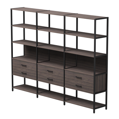 Комплект стеллажей №9 EVO 2440x385x1840 Дуб Пасадена/Черный