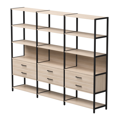 Комплект стеллажей №9 EVO 2440x385x1840 Дуб Соната/Черный