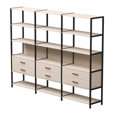 Комплект стеллажей №9 EVO 2440x385x1840 Кашемир/Черный