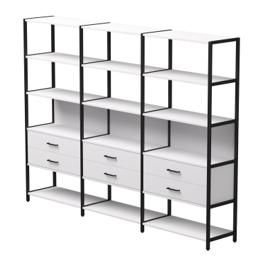 Комплект стеллажей №9 EVO 2440x385x1840 Белый/Черный