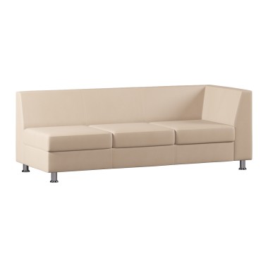 Модуль Monro с подлокотником трехместный левый Экокожа Бежевый