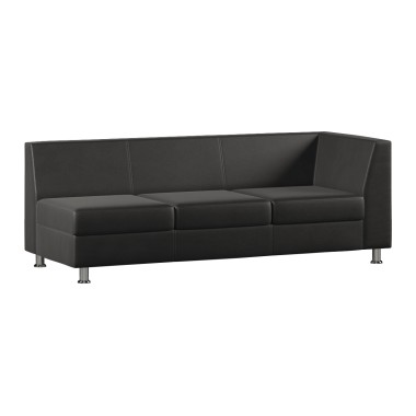 Модуль Monro с подлокотником трехместный левый Экокожа Черный