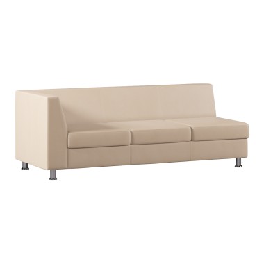 Модуль Monro с подлокотником трехместный правый Экокожа Бежевый