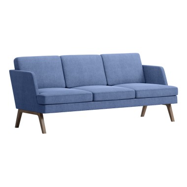 Диван трехместный Marko, ткань синий/темное дерево