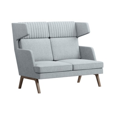 Диван двухместный высокий Marko, ткань серый/темное дерево