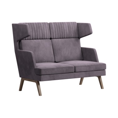 Диван двухместный высокий Marko, ткань коричневый/темное дерево