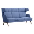 Диван трехместный высокий Marko, ткань синий/темное дерево