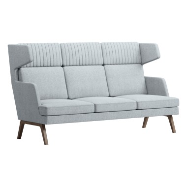 Диван трехместный высокий Marko, ткань серый/темное дерево