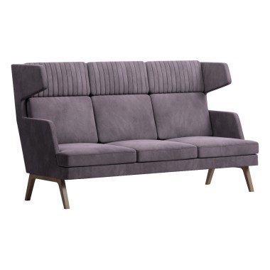 Диван трехместный высокий Marko, ткань коричневый/темное дерево