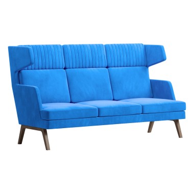 Диван трехместный высокий Marko, ткань голубой/темное дерево