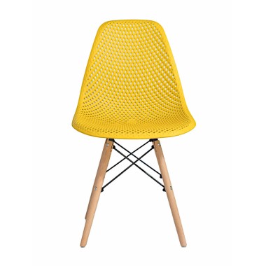 Стул пластиковый Eames DSW GRID желтый