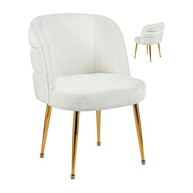 Стул мягкий VIENNA велюр белый/золотой