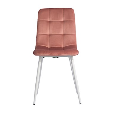 Стул мягкий CHILE велюр пыльно-розовый/белый