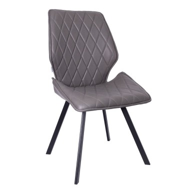 Стул мягкий OSTIN 360, экокожа, каркас квадрат, серый/черный