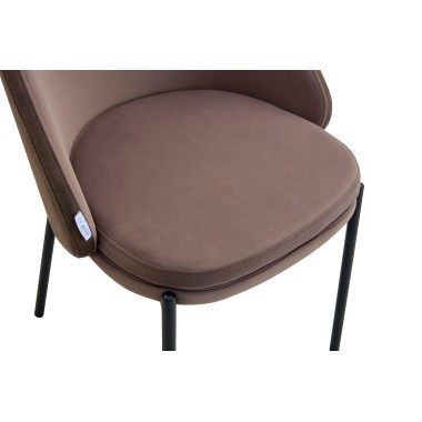 Стул мягкий DEBI ткань коричневый/черный