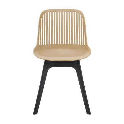 Стул пластиковый GRACE бежевый/черныей