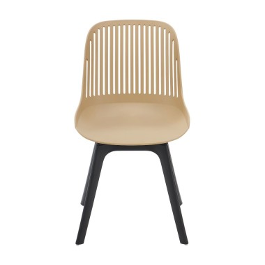 Стул пластиковый GRACE бежевый/черныей