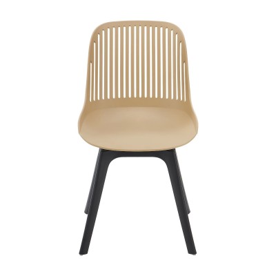 Стул пластиковый GRACE бежевый/черныей