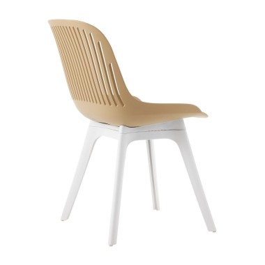 Стул пластиковый GRACE бежевый / ноги белые