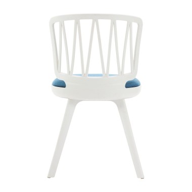 Стул пластиковый VIOLA белый с синей подушкой