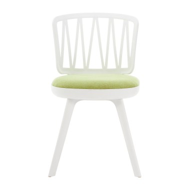 Стул пластиковый VIOLA белый с зеленой подушкой
