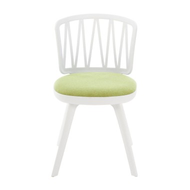 Стул пластиковый VIOLA белый с зеленой подушкой