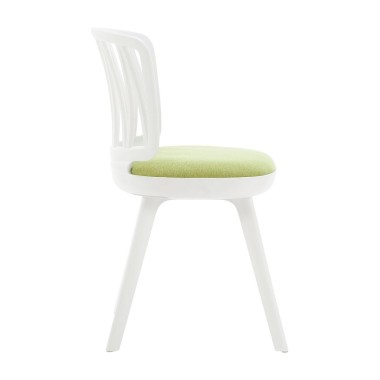 Стул пластиковый VIOLA белый с зеленой подушкой